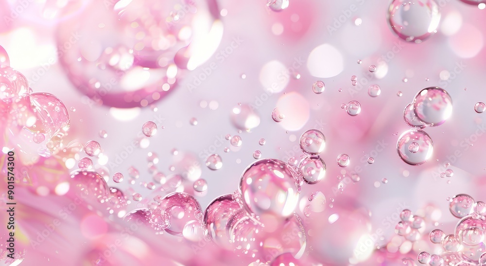 Ethereal Pink Liquid Bubbles in Medium Format Lens Style - Tender Nature Depiction Ethereal Pink Liquid Bubbles in Medium Format Lens Style - Tender Nature Depiction