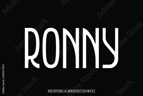Modern sans serif retro style alphabet display font vector illustration