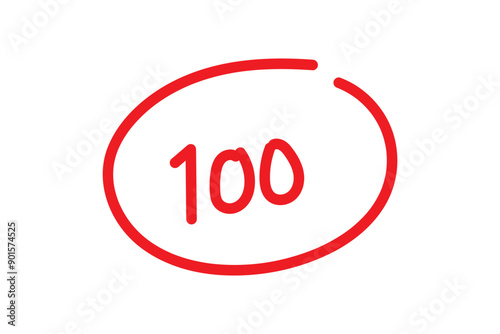 100 hundred point text vector icon template red brush color for social media Instagram Facebook Whatsapp status story sale offer discount