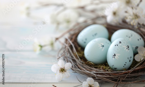 Blue Eggs in Nest
