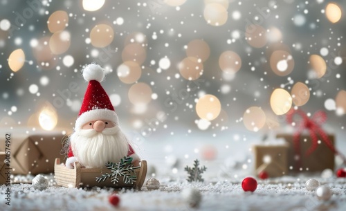 Santa Claus in a Sleigh With Snow Falling