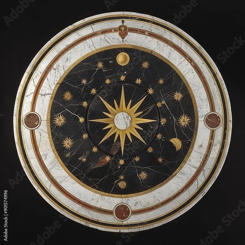 Antique celestial map with zodiac signs and constellations