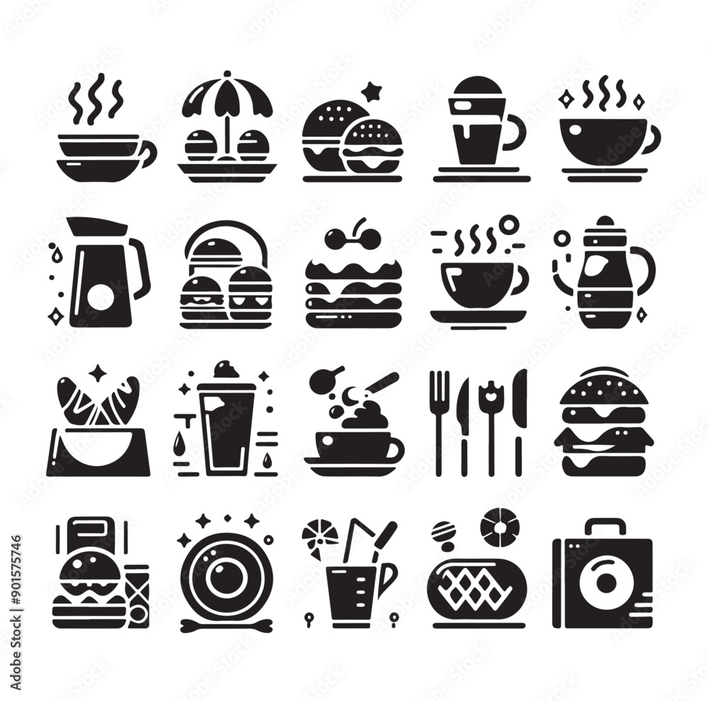 restaurant icon, food and drink, Set of cafe icons, vector illustration icon design
restaurant icon, food and drink, Set of cafe icons, vector illustration icon design