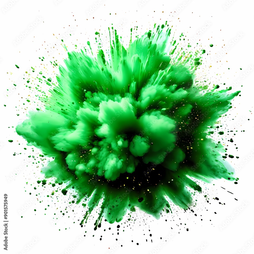 green color explosion isolated on white background green color explosion isolated on white background