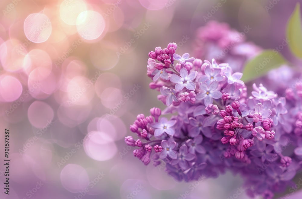 Lilac Flowers Against Heart-Shaped Bokeh Lilac Flowers Against Heart-Shaped Bokeh