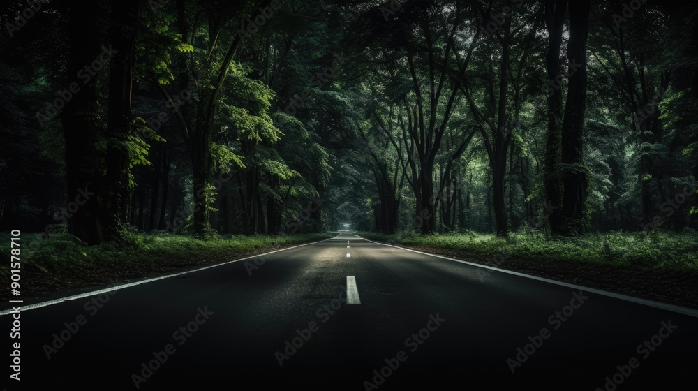 Fototapeta premium dark forest road