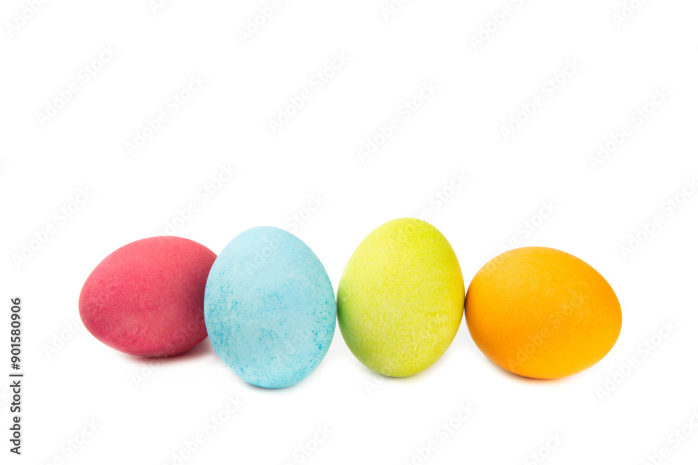 Easter eggs isolated on a white background. Handmade colorful Easter eggs. Easter celebration concept. Easter eggs isolated on a white background. Handmade colorful Easter eggs. Easter celebration concept.