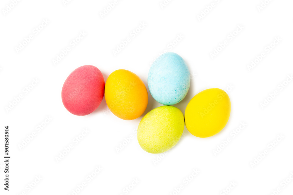 Easter eggs isolated on a white background. Handmade colorful Easter eggs. Easter celebration concept. Easter eggs isolated on a white background. Handmade colorful Easter eggs. Easter celebration concept.