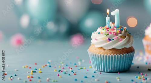 First Birthday Cupcake With Candle