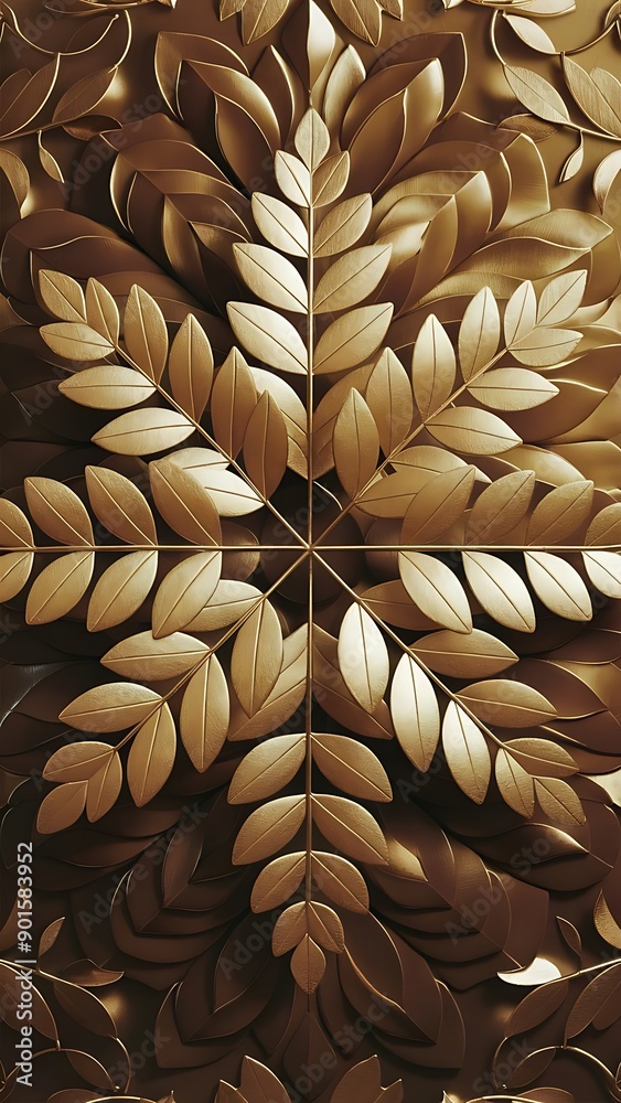 3d gold color leaf wallpaper design