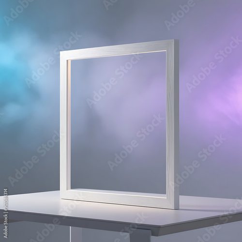 Empty picture frame mockup. rectangle frame in minimalist interior background. white frame mockup smokey 