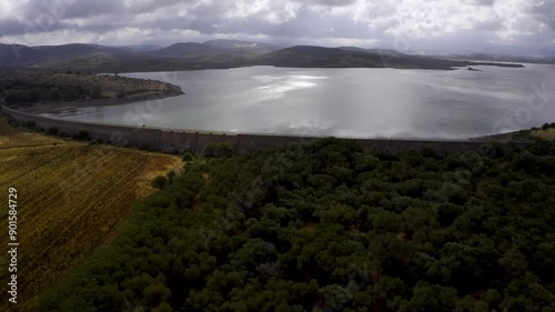 Aerial, Dam At Lago Di Monte Prano, Sardinia, Italy photo