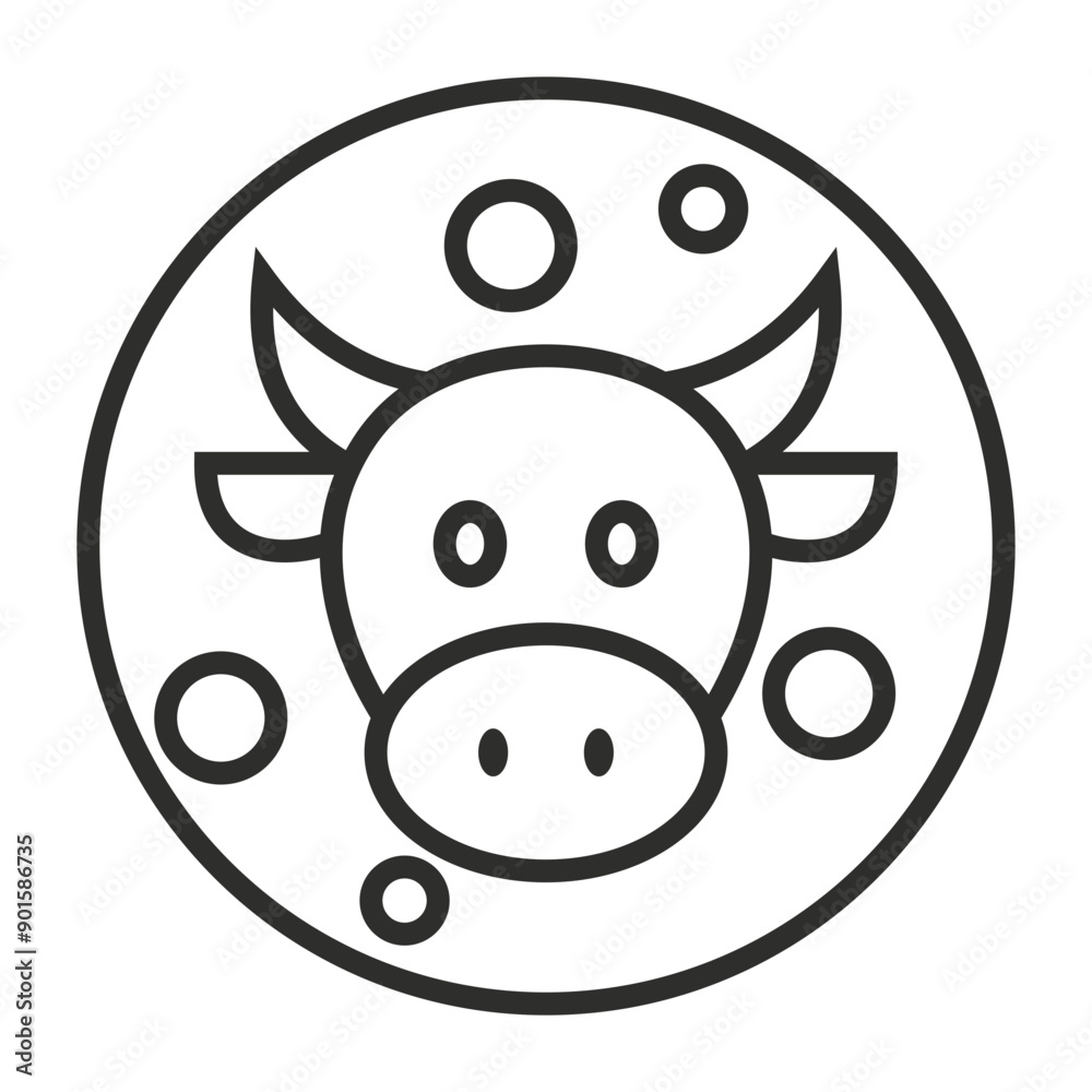 Cheese Wheel with Cow Face outline icon, editable vector illustration and transparent graphic element. Isolated on white background Cheese Wheel with Cow Face outline icon, editable vector illustration and transparent graphic element. Isolated on white background