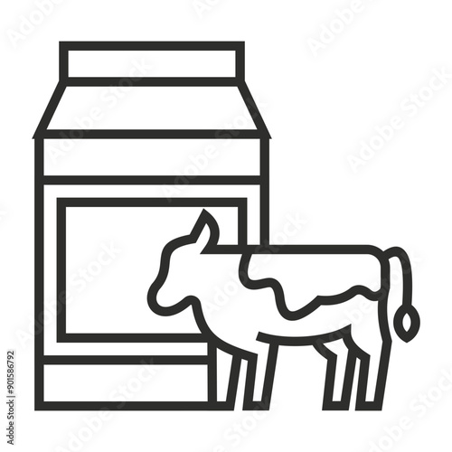 Milk Powder with Cow outline icon, editable vector illustration and transparent graphic element. Isolated on white background