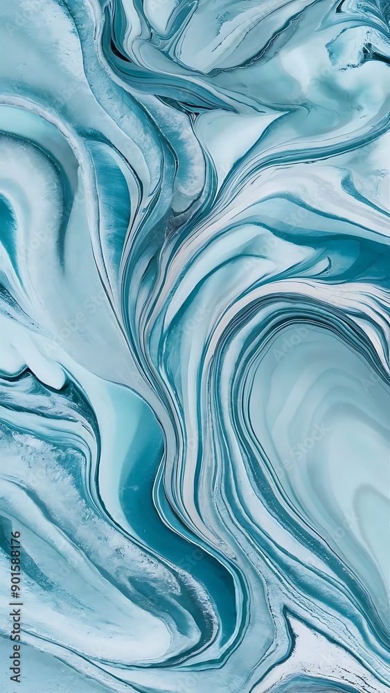 Obraz premium Smooth light blue marbled surface background or wallpaper or website or header