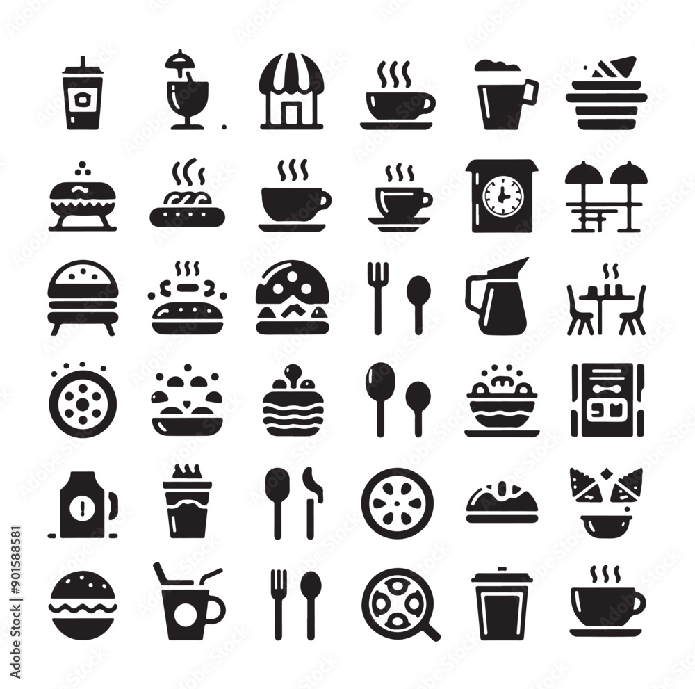 restaurant icon, food and drink, Set of cafe icons, vector illustration icon design
restaurant icon, food and drink, Set of cafe icons, vector illustration icon design