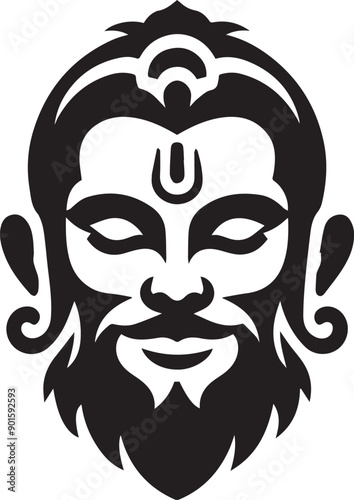  statue hindu god vector silhouette illustrator logo