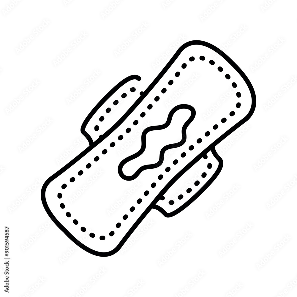 Menstrual pad line black icon. Sign for web page, mobile app, button, logo. Vector isolated button. Menstrual pad line black icon. Sign for web page, mobile app, button, logo. Vector isolated button.