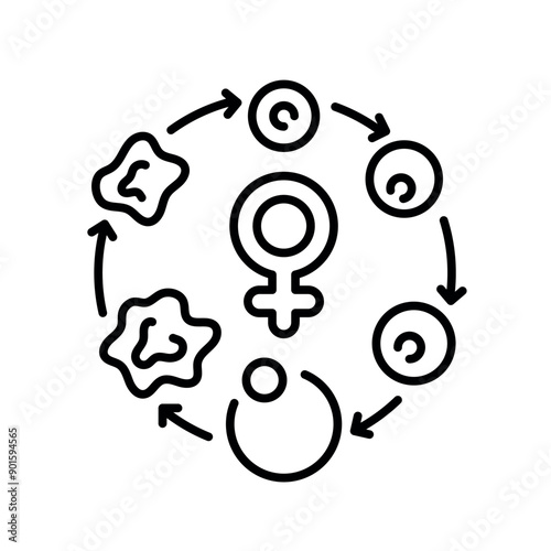 Menstrual cycle line black icon. Sign for web page, mobile app, button, logo. Vector isolated button.