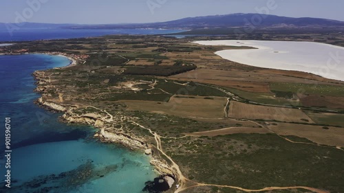 Aerial, Coastline Falesie di Roia de Su Cantaru, Sardinia, Italy