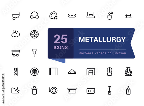 Metallurgy icons set. Outline set of metallurgy vector icons for web and ui isolated icon collections.