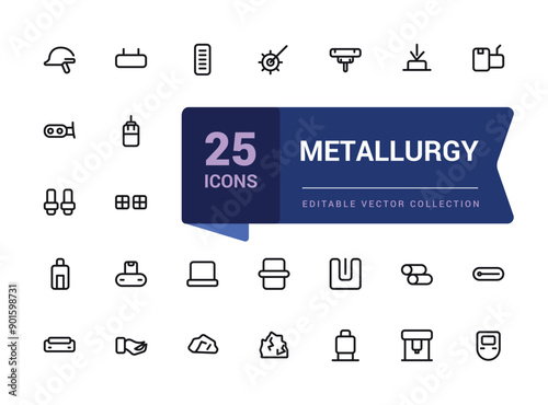 Metallurgy icons set. Outline set of metallurgy vector icons for web and ui isolated icon collections.