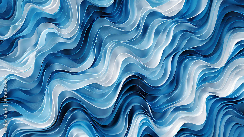 Fototapeta premium 3d render, abstract minimal neon background with glowing wavy line ,Blue futuristic wallpaper ,Abstract blue marble glossy background