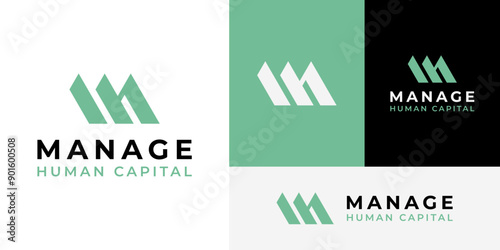Initial M H Manage Human Resource Capital Business Logo Design Branding Template