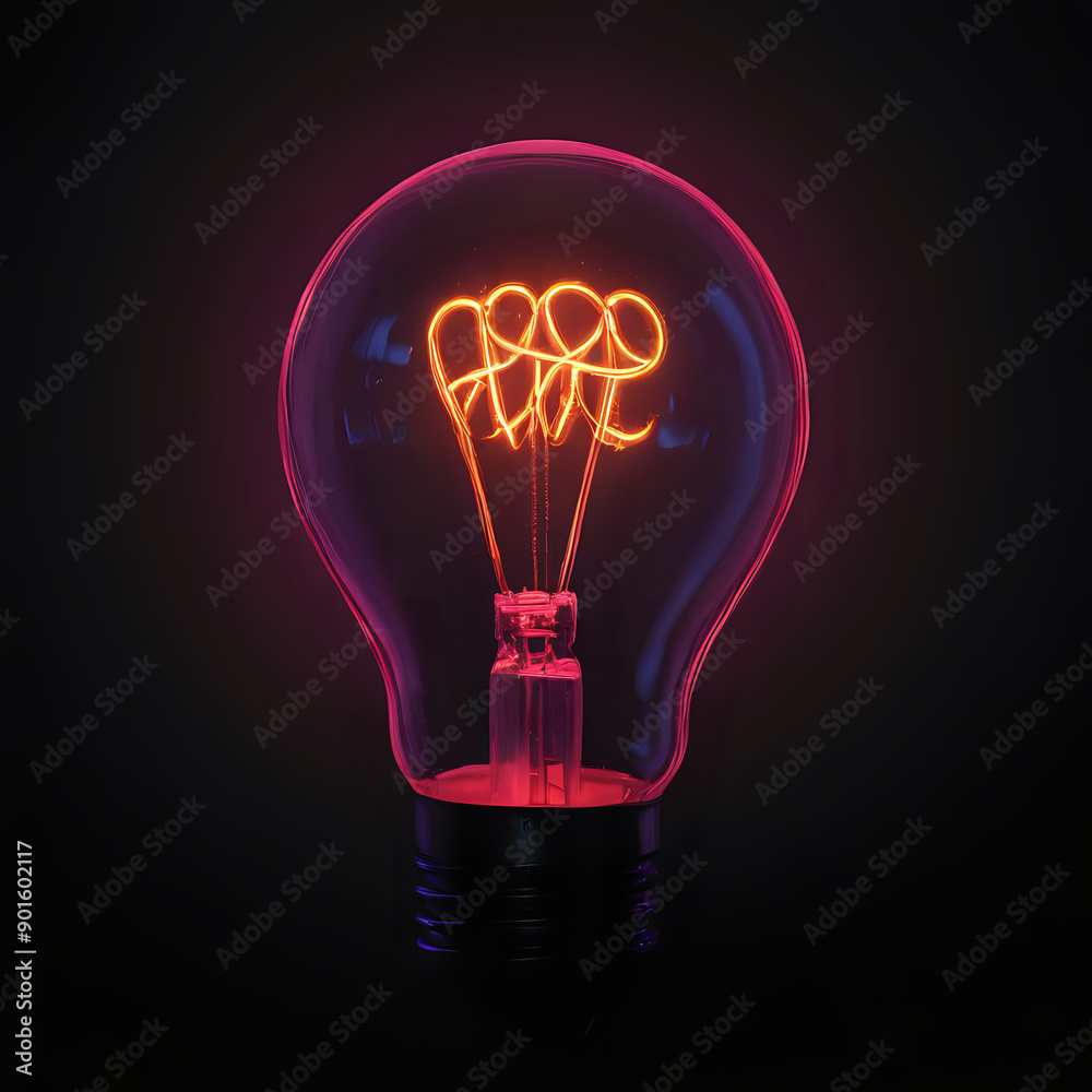 a light bulb with a neon sign inside of it a light bulb with a neon sign inside of it