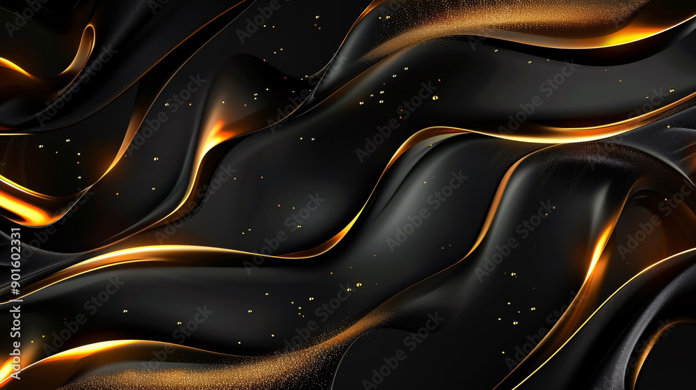 An abstract 3D wallpaper featuring a dark golden and black background.
