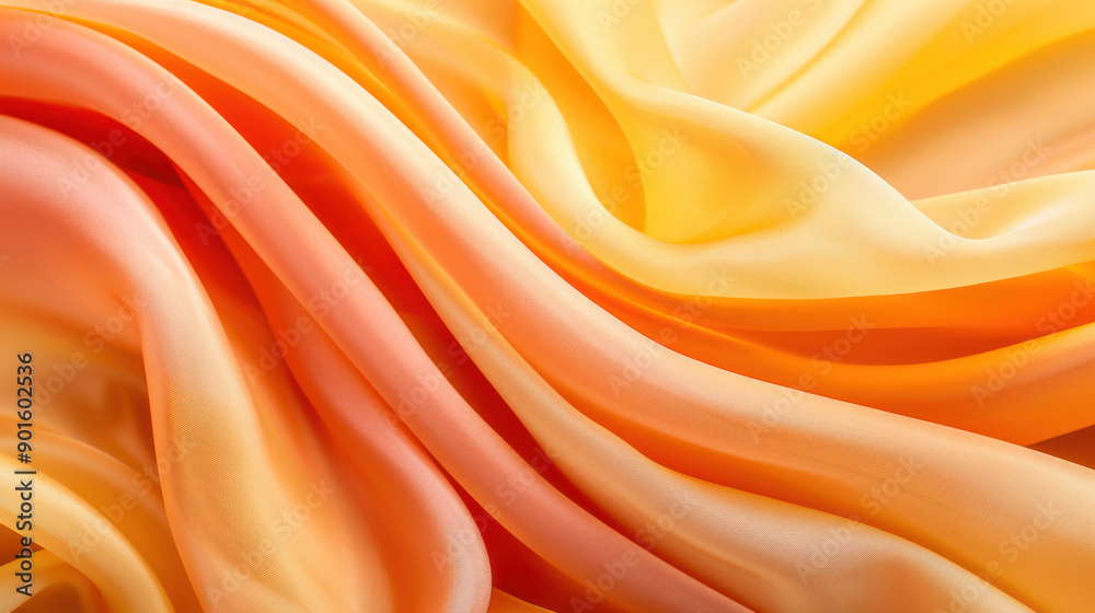 Close-up of smooth, flowing orange and yellow silk fabric textures, showcasing vibrant colors and exquisite detail, perfect for design and backgrounds. Close-up of smooth, flowing orange and yellow silk fabric textures, showcasing vibrant colors and exquisite detail, perfect for design and backgrounds.