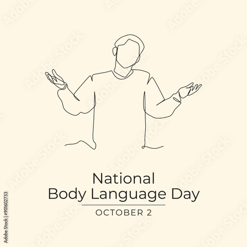 National Body Language Day vector design template good for celebration usage. National Body Language Day design. Continuous line drawing. eps 10.