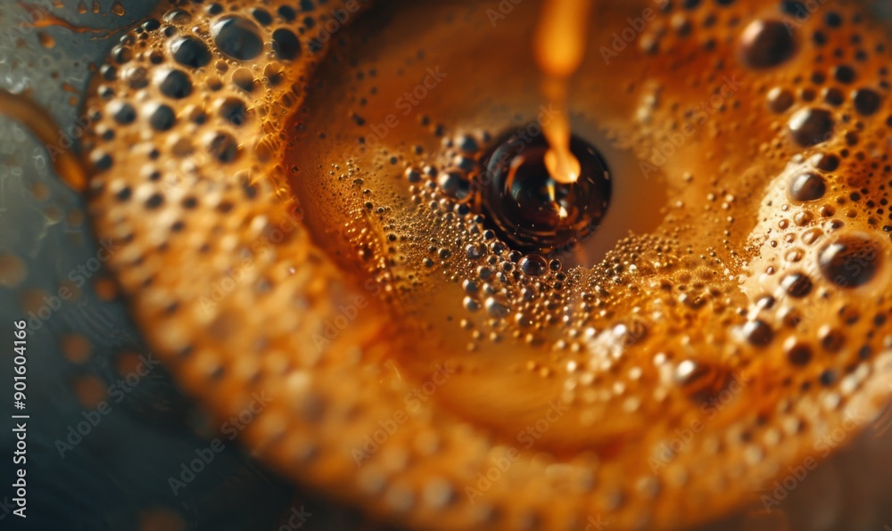 Fototapeta premium Closeup of coffee overhead shot professional color grad