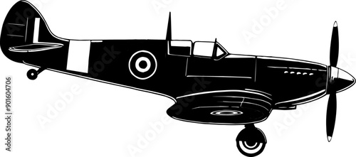 Vintage aircraft vector silhouette