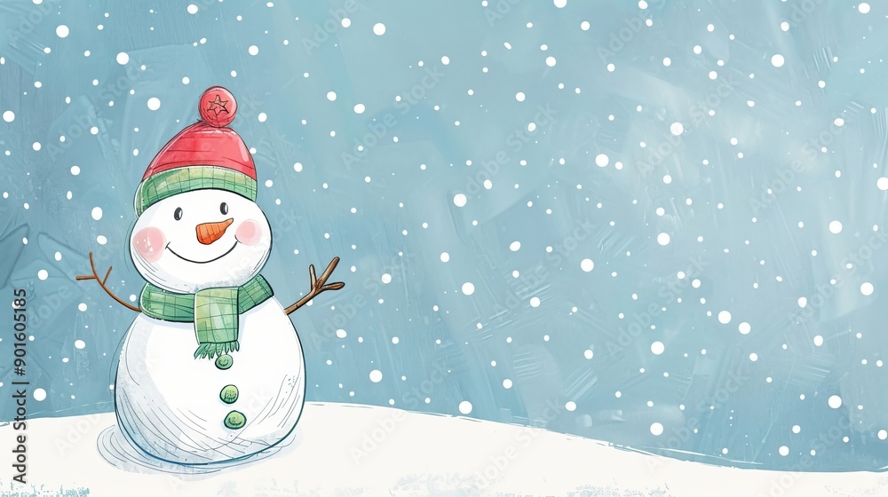 Winter watercolor frame featuring a playful snowman and delicate snowflakes with festive cool tones Winter watercolor frame featuring a playful snowman and delicate snowflakes with festive cool tones