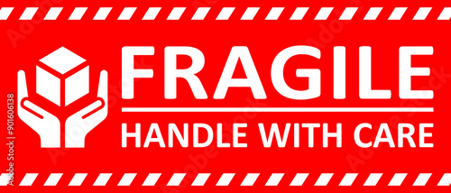 Fragile package icons set, handle with care logistics and delivery shipping labels. Fragile box. Just Print and Use, Vector