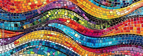 Organic shapes form a playful and whimsical pattern in this colorful mosaic.