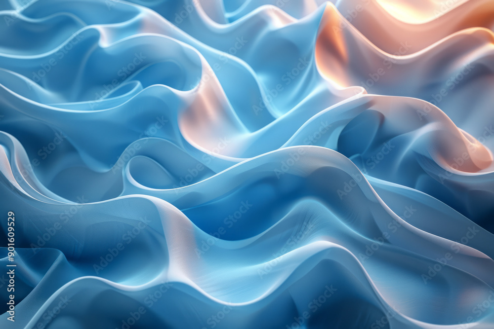 Fototapeta premium Minimalist representation of an abstract 3D pattern with flowing lines, evoking a sense of calmness and fluidity,