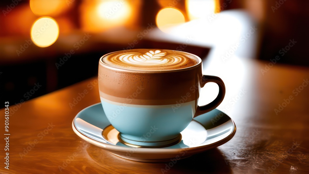 caramel mocha latte art, cozy warm cafe interior background with bokeh caramel mocha latte art, cozy warm cafe interior background with bokeh