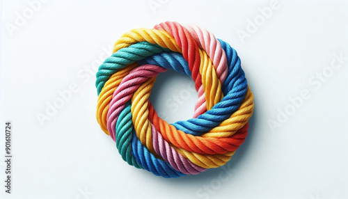 Wallpaper Mural Colorful ropes tied together on white background. Unity concept Torontodigital.ca