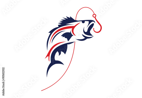 Fishing logo template, Fishing Logo Icon, unique fishing-related logo. simple. memorable. vector.