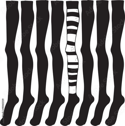 Legs Stripped Versatile Black Silhouette Vector Series