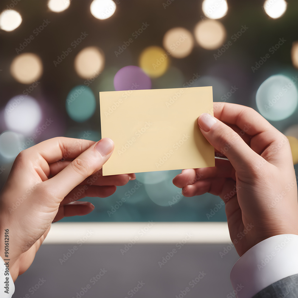 Hand holding blank note paper in hand. AI generated image, ai Hand holding blank note paper in hand. AI generated image, ai