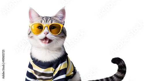 Wallpaper Mural Cat kitty wear sunglasses with summer season outfit isolated on transparent background, PNG format, pets summer, holiday vacation   Torontodigital.ca