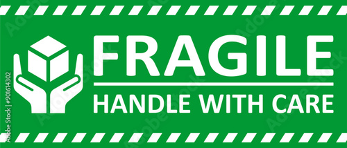Fragile package icons set, handle with care logistics and delivery shipping labels. Fragile box. Just Print and Use, Vector