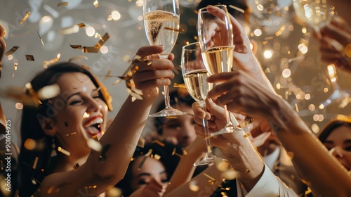 Team celebrating at a fancy gala, dressed elegantly and enjoying the evening