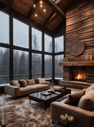modern living room with fireplace
