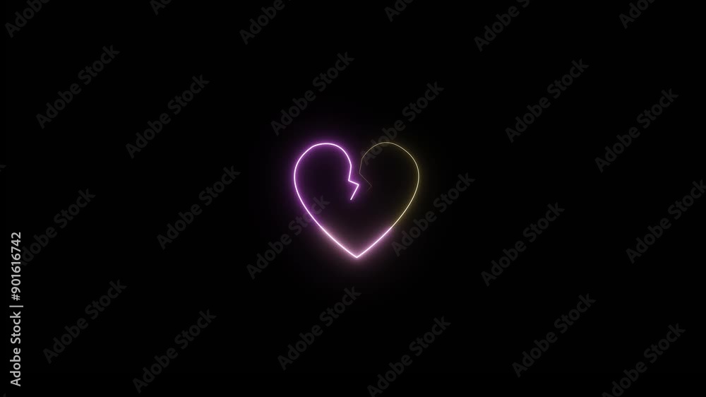 broken heart neon sign animation. broken heart neon sign animation.