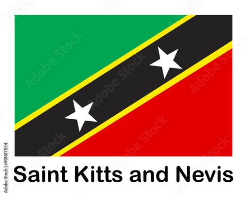 Saint Kitts and Nevis national flag. Banner, state symbol, flagpole. photo