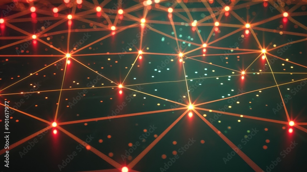 Digital network connections glowing in a geometric pattern